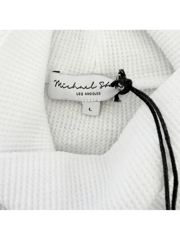 Michael Stars Mara Turtleneck Cuff Snaps Thermal White Size Large Neutral - Image 3