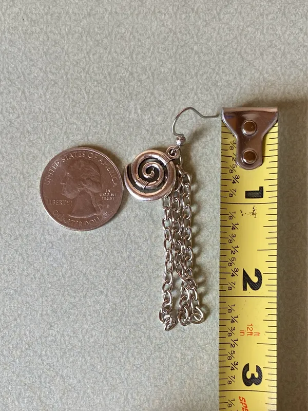 Handmade swirl/spiral chain dangle earrings🌀💚⭐️ - Image 7