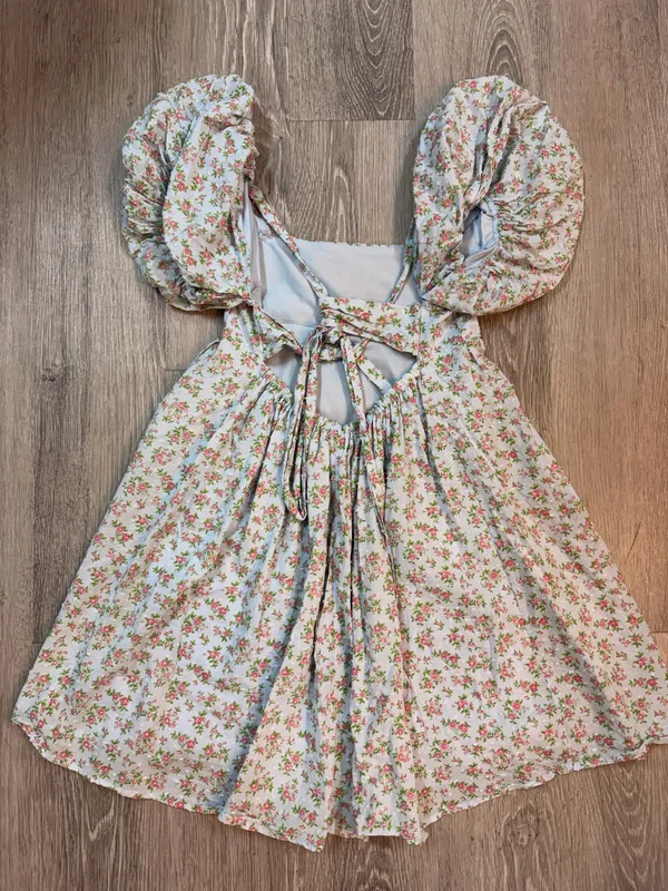 Bebop Baby blue floral puffed sleeves dress - Image 2