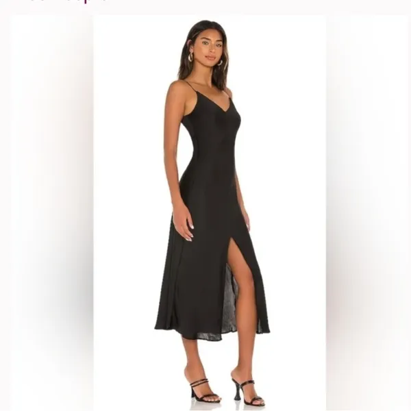 Free people smoke and mirrors slip dress satin evening party black Carolyn b 90s - Image 5