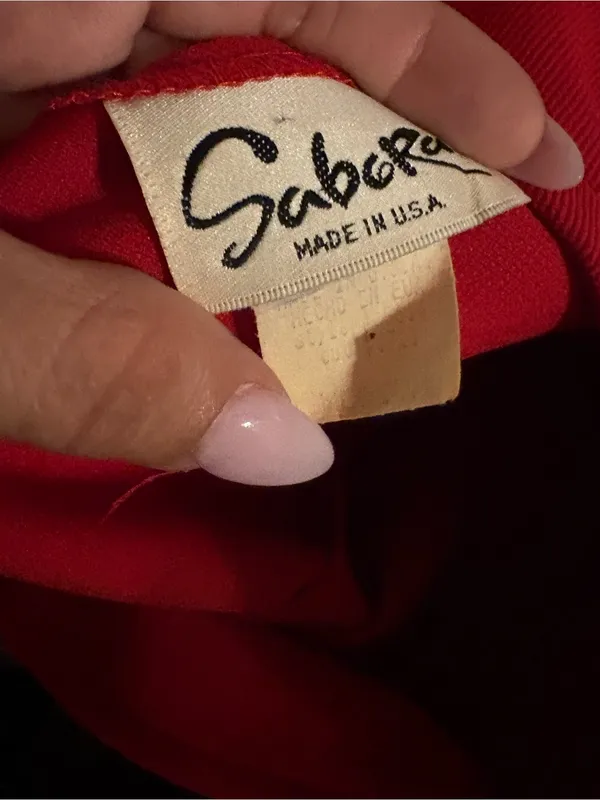 Sabora Vintage Red Halter Neck Mini Dress with Waistband Stripes - Image 3