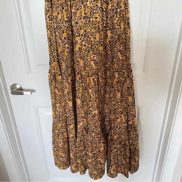 Saylor Kristin Large Leopard Print Tiered‎ Maxi Dress Cottagecore Prairie Boho - Image 9