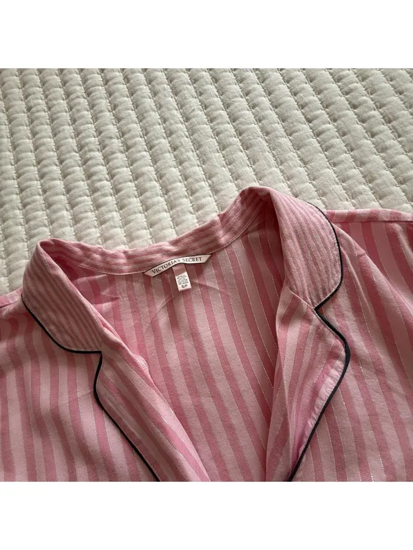 Victoria’s Secret Pink Striped PJ Pajama Sleep Romper Sz S Small - Image 10