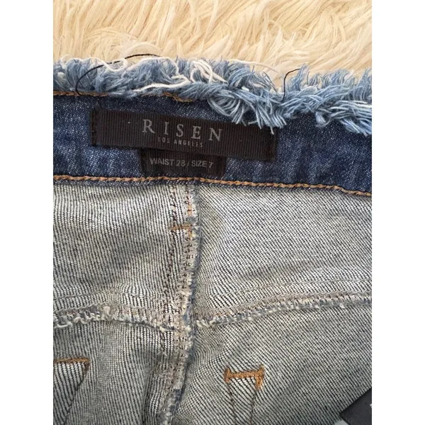 Risen Los Angeles Women's Trendy Flare Jeans Distressed Frayed‎ Hem Blue Size 7 - Image 3