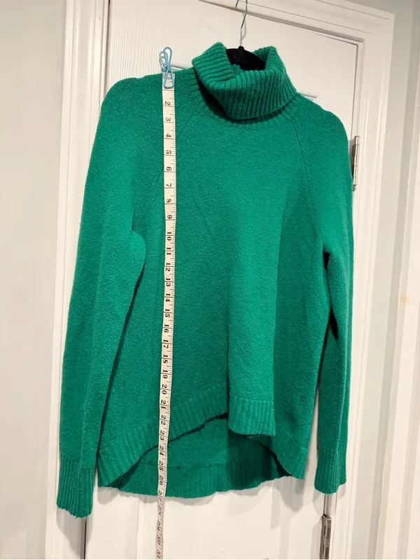 J.Crew Size S Green Wool Alpaca Blend Turtleneck Sweater Oversized Tunic - Image 8