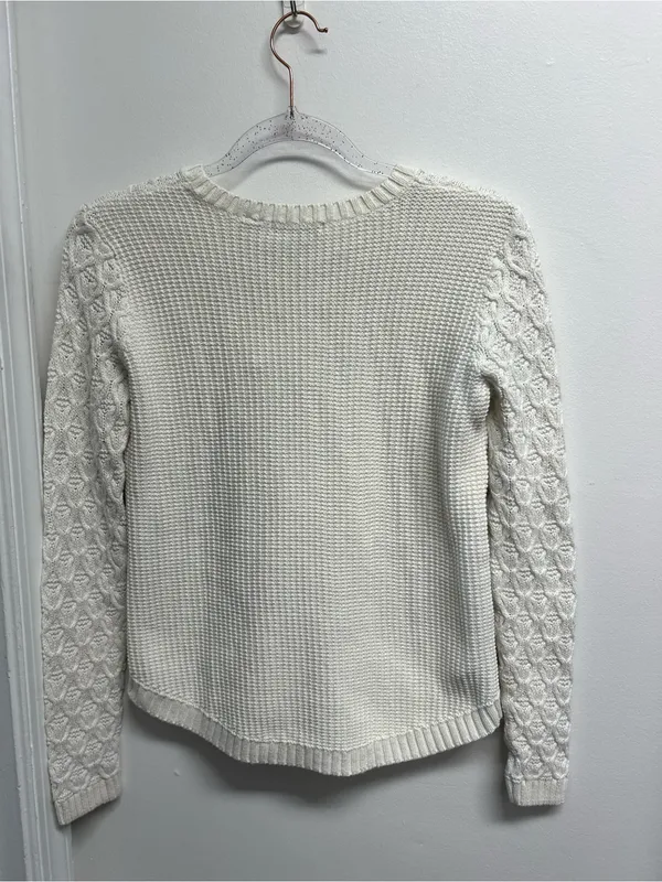 Jeanne Pierre Ivory Fisherman’s Cable Knit pullover sweater - Image 3