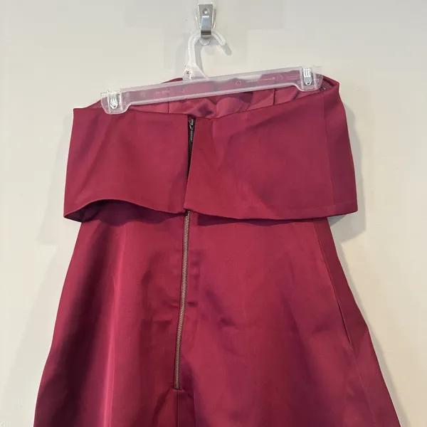 Anthropologie Keepsake Strapless Mini Cocktail Party Dress Red Plum XS 2860 - Image 9