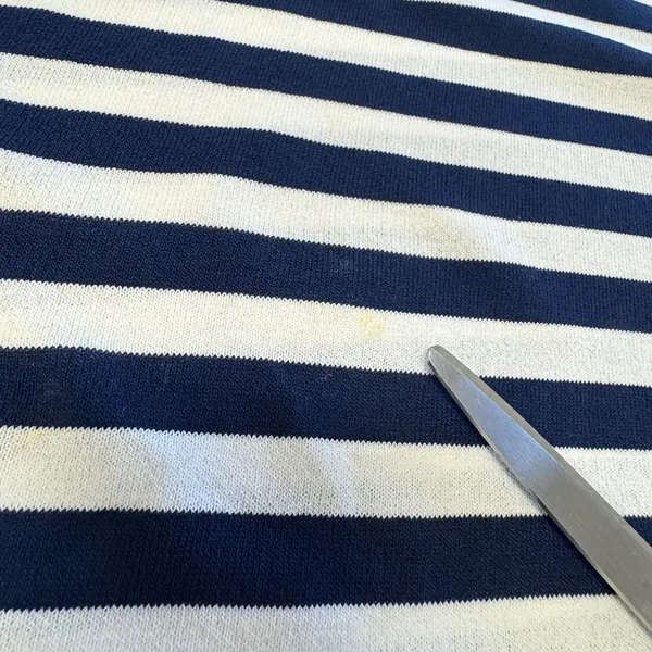Anne Klein Navy White Striped Asymmetrical Hem Knit Sweater Top Large Coastal - Image 9