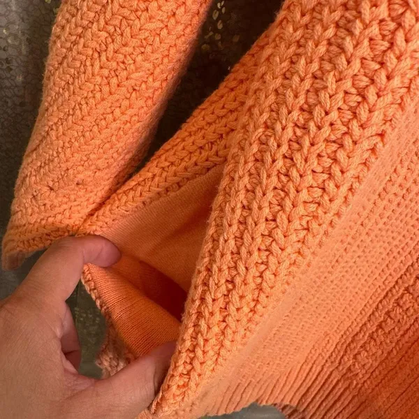 Free People Peach Orange Nightingale Chunky Long Cardigan‎ Sweater Small NWOT - Image 6