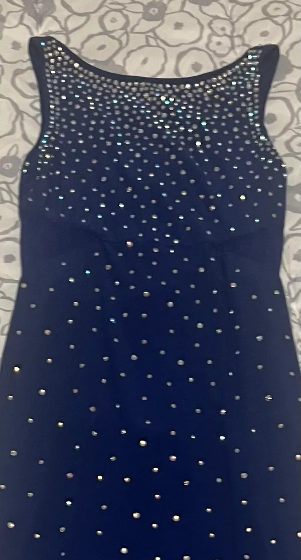 Blue Rhinestone Beaded Woman’s Long Evening Gown New Without Tags party (SZ 3 ) - Image 5