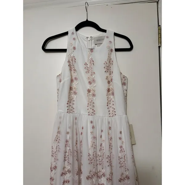 BHLDN Ivory Floral Embroidered Tulle‎ Midi Dress Sleeveless Size 4 New - Image 3