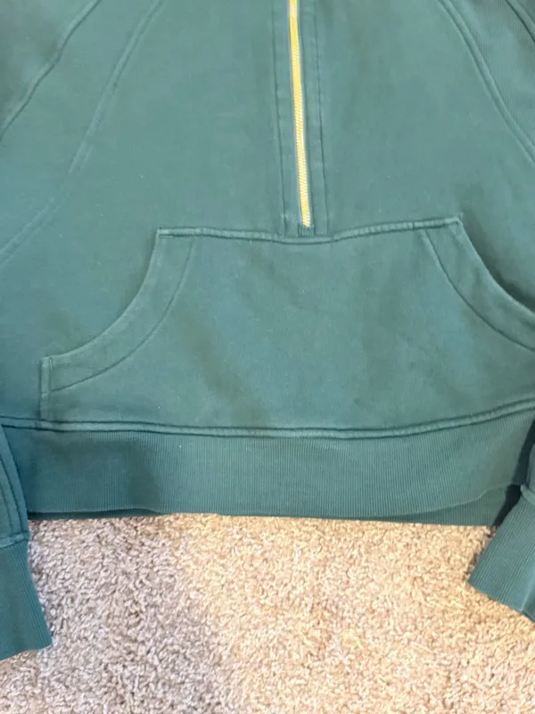 Lululemon Oversized Funnel-Neck Half Zip Scuba Storm Teal w/Gold Zipper size M/L - Image 12