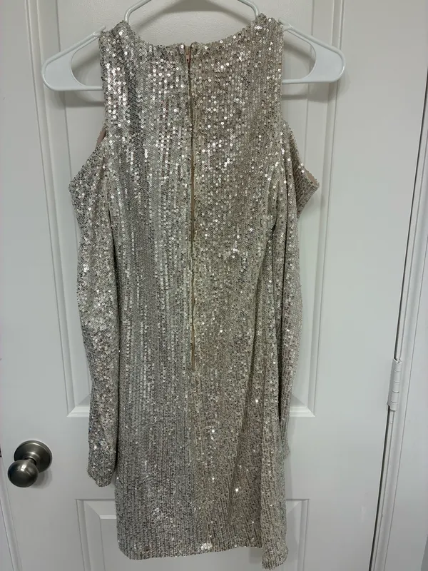 Silver Sparkly Mini Dress - Image 4