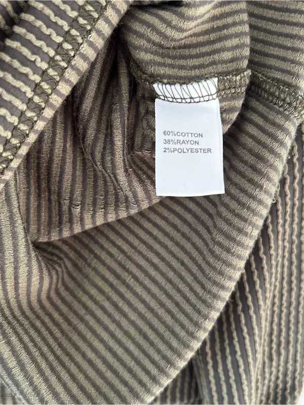 Oversized Olive Green Ribbed Stretchy Pullover Shirt sz XL - Image 4