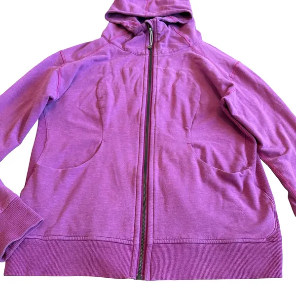 Lululemon On The Daily Zip Down Hoodie Sweater Hooded Ultra Violet Purple Sz 12 - Image 5