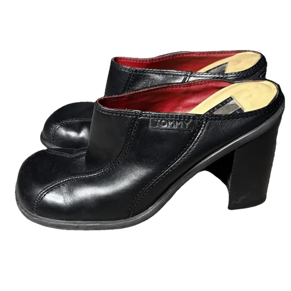 Vintage Tommy Hilfiger Women's 6 Black Chunky Platform Slides 90s Y2K Sandals - Image 8