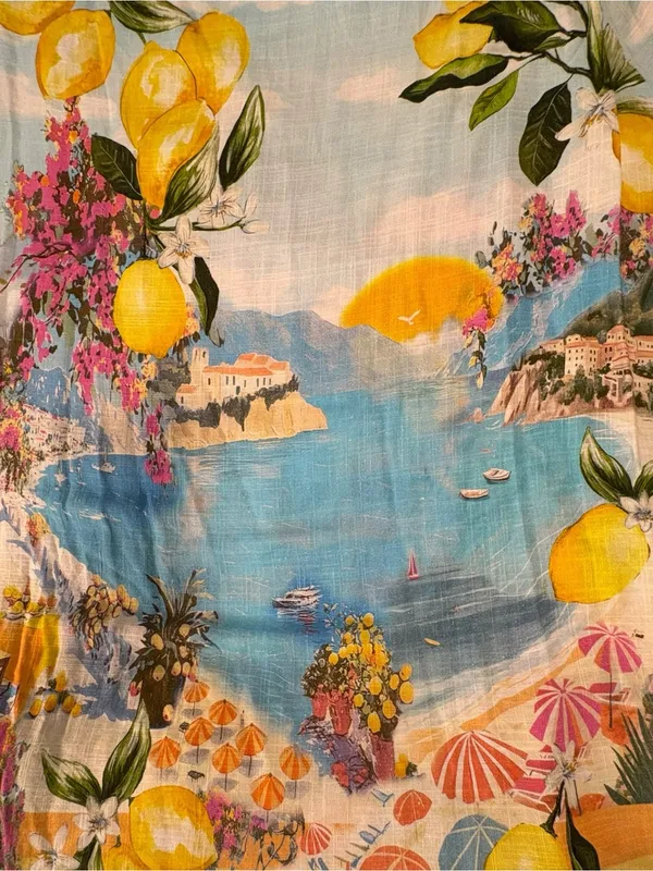 Paper Heart Lemon Amalfi Coast Tie Back Maxi Dress M Italian Summer Resort - Image 7