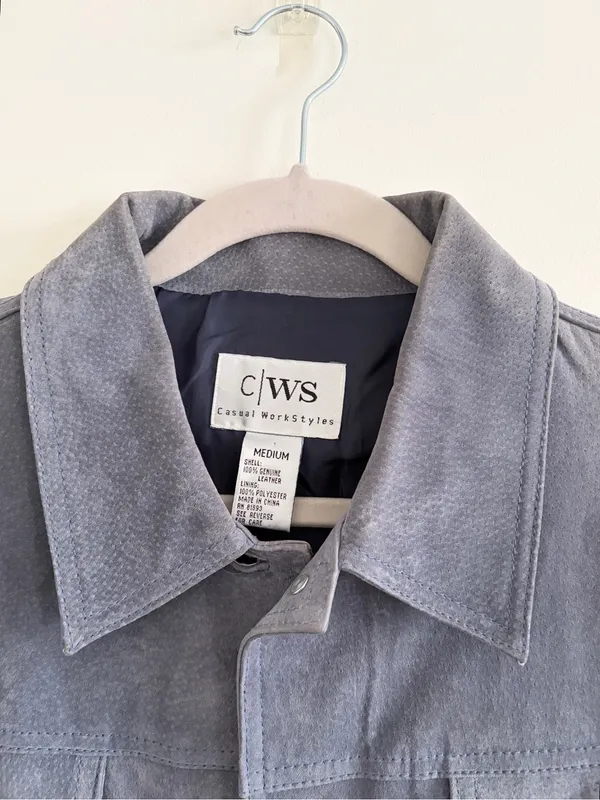 Club Monaco Slate Blue Suede Jacket Gray Size M - Image 7
