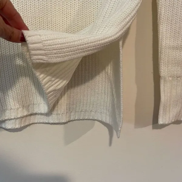 Venus Womens Mock Neck Acrylic Sweater Pullover Slit Rib Knit Cream Size Small‎ - Image 3