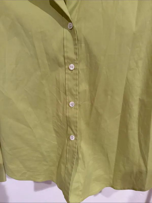 Theory Women's Lime Green Button-Down Shirt - Image 3