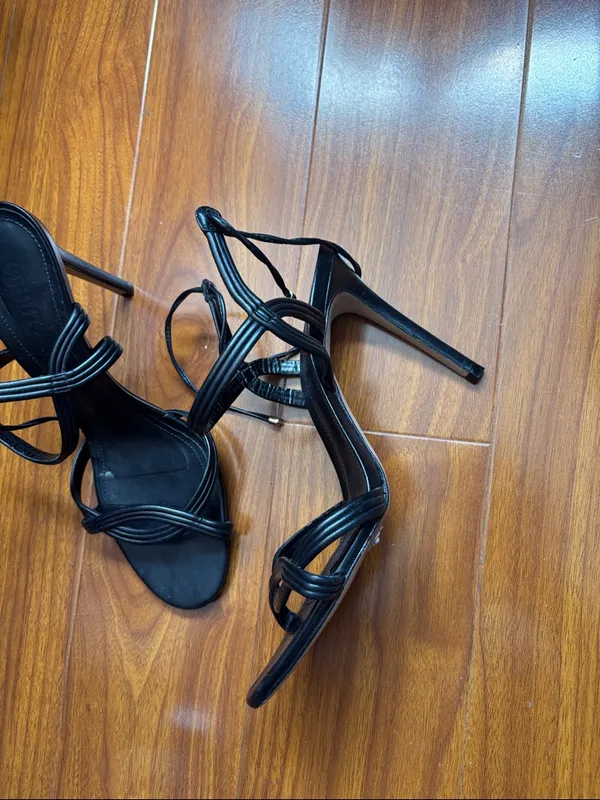 Schutz Black Leather Brynn Strappy Heels - Image 5