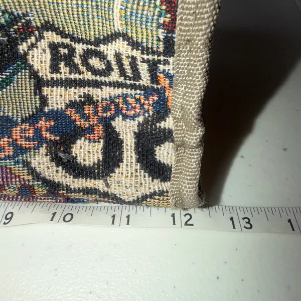 JADE Route 66 Tapestry Tote Bag- 12. x 12in.- Zipper Compartments Vintage - Image 9