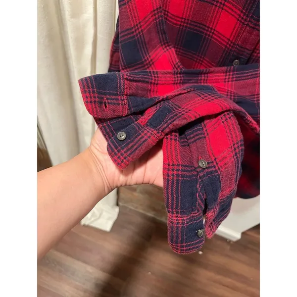 Madewell Red Plaid Ex-Boyfriend Flannel 90s Grunge Small - Image 6