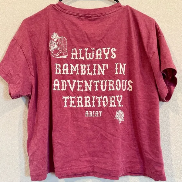 Ariat Rosy Pink Boxy Crop Tee Western Graphic Size S NWOT - Image 5