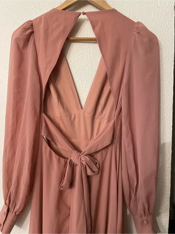 Lulus Talk About Divine Blush Long Sleeve Backless Maxi Dress Pink Size XS - Image 6