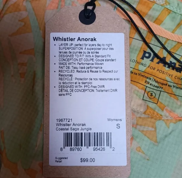 prAna Whistler Anorak Hooded Windbreaker Rain Jacket Small NEW MSRP $99 - Image 7