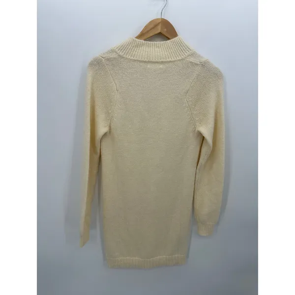 Lovers and Friends Cream Wool Blend Quarter‎ Zip Sweater Dress Womens Small Mock - Image 2