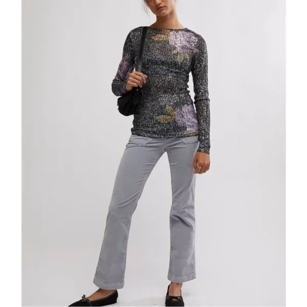 Intimately Free People Gold Rush Floral Sequin Long Sleeve Top - Image 5