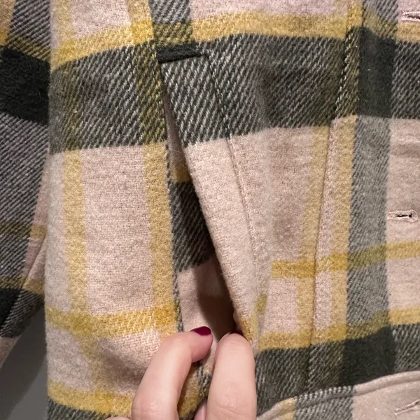 Urban Outfitters Green Yellow Cream Plaid Sherpa Collar Trucker Jacket‎ Sz Small - Image 11
