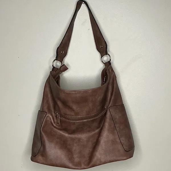 Alyssa Vegan Leather Satchel Shoulder Bag Mauve - Image 2