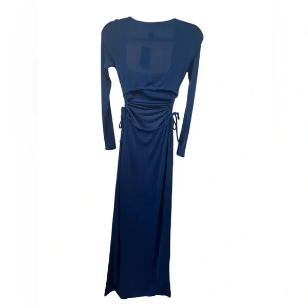 💙 L*SPACE Royal Blue‎ Ruched Side Tie Long Sleeve Maxi Dress NWT 💙 - Image 3