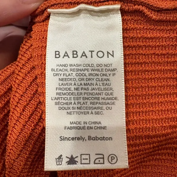 Aritzia Babaton halter sculpt knit ribbed mini dress sz XL Orange - Image 5