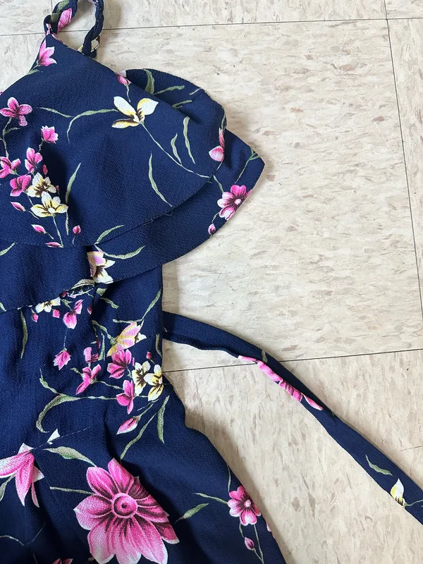 Navy floral dress Blue - Image 4
