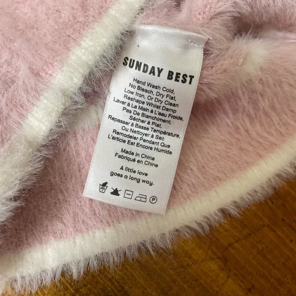 Aritzia Sunday Best Taro Sweater in Pink Cropped Fuzzy‎ Size XXS - Image 8