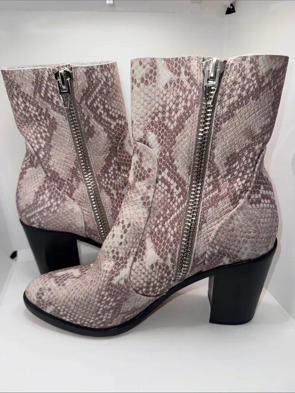 Dolce Vita Samie Leather Boots Bootie w Embossed Snake Print Women’s 9.5 - Image 4