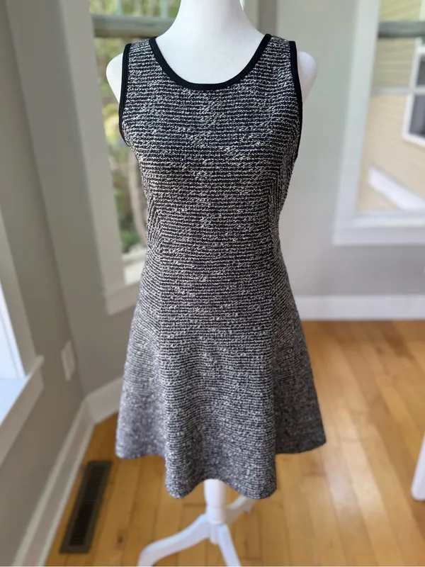 J. Crew Black and White Tweed Fit and Flare Mini Dress Size 4 - Image 9