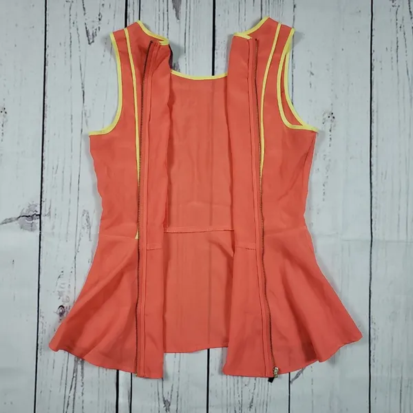 Romeo + Juliet Couture Orange Sleeveless Zippered Peplum Top Women's Size XS - Image 9