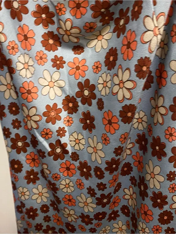 Cotton Candy LA Maxi Halter Slip Dress M Satin Blue Brown Floral Hippie Boho Vtg - Image 9