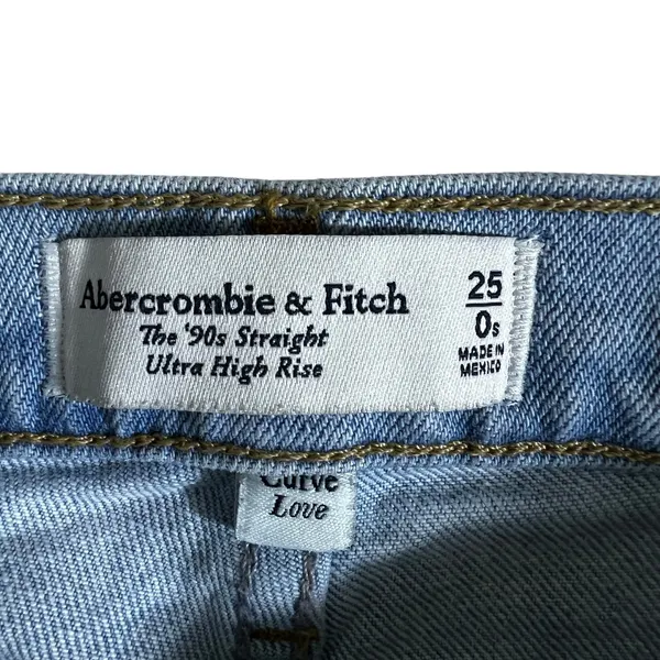 Abercrombie & Fitch The 90s Straight Distressed Jeans Light Blue Denim Size25/0S - Image 5