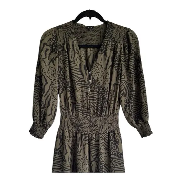 Rails Zana Olive Mixed Animal Print Mini Dress - Size S - Olive Green‎ - Image 4
