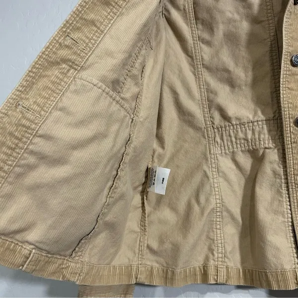 Eddie Bauer Corduroy Trucker Jacket Tan Large Cotton Western Cottagecore Top - Image 7