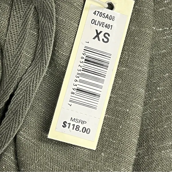 NWT Max Studio Women's Cropped Wide Leg Trousers XS Pull-on linen blend olive - Image 8