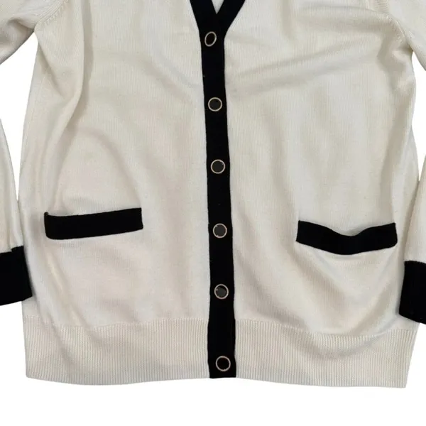 Reformation Scout Regenerative Merino Boyfriend Cardigan in Cream, Size S​ - Image 3