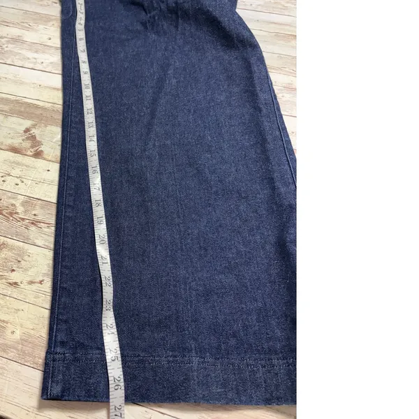 SPANX High-Waisted Pull-On Wide Leg Denim Jeans Pants Size Large Dark Wash - Image 6