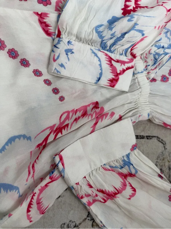 Anthropologie RAGA White Romper with Pink and Light Blue Floral Print - Image 9