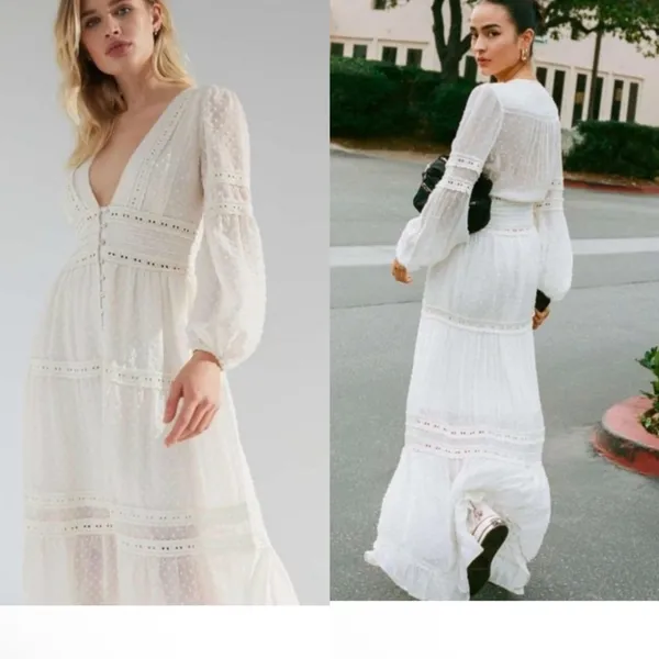 Urban outfitters kimchi blue White Long Sleeve button up fairy Dress,size S - Image 2